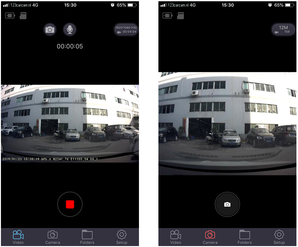 LuckyCam Dashcam scherm
